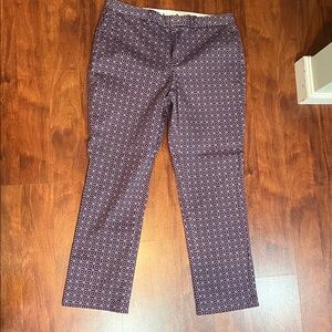 Purple patterned straight leg dress pants